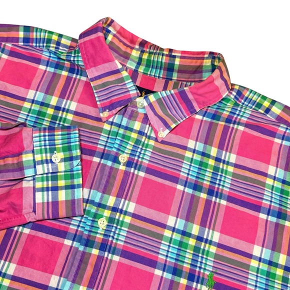 Ralph Lauren Other - Ralph Lauren Mens 3XB Big Pink Plaid Cotton Button Down Shirt Long Sleeve Pony